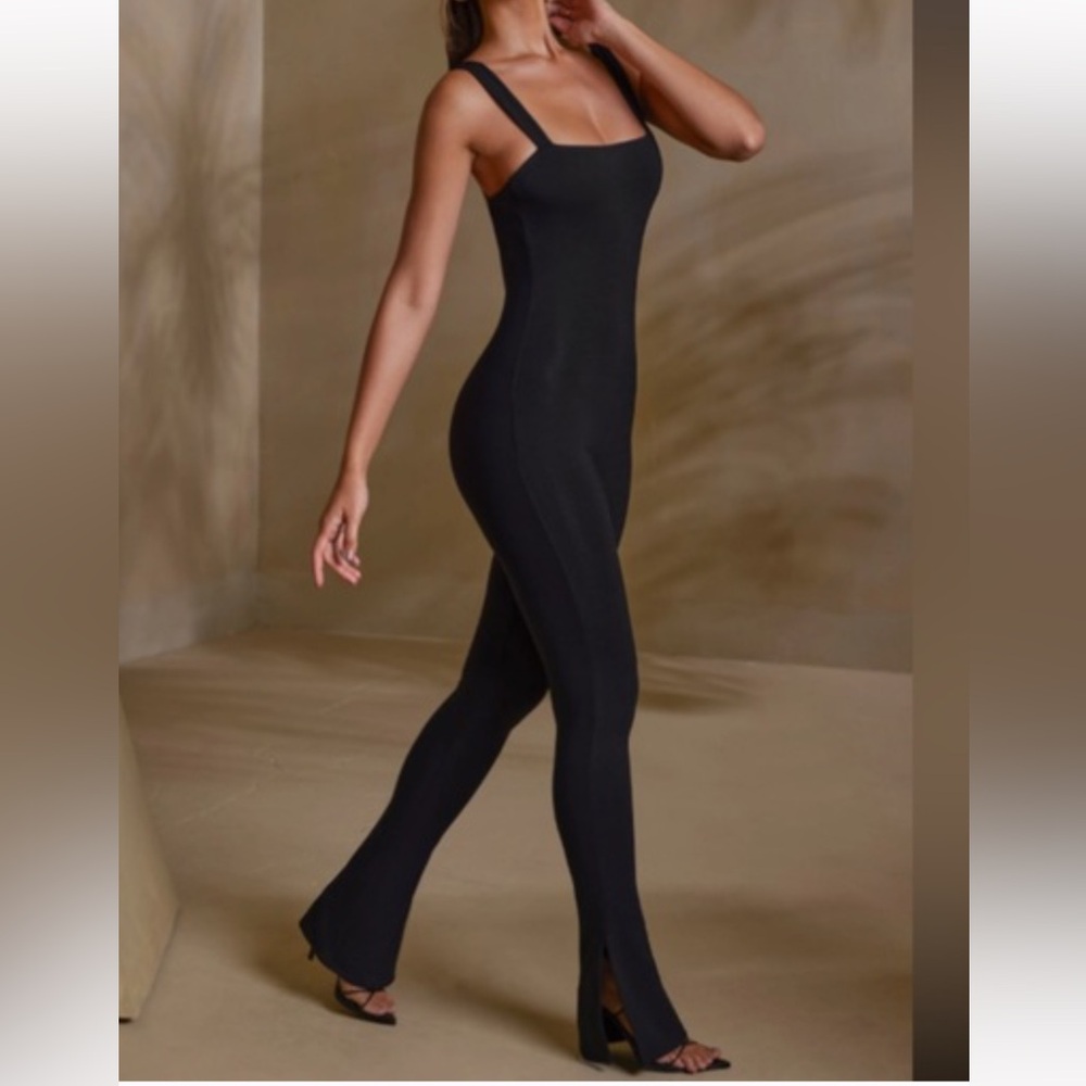 Oh Polly Black Straight neck Low back Jumpsuit